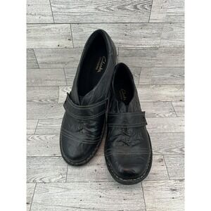 Clarks Bendables Loafer Shoes Womens Size 9 Black Leather Slip On Comfort Casual